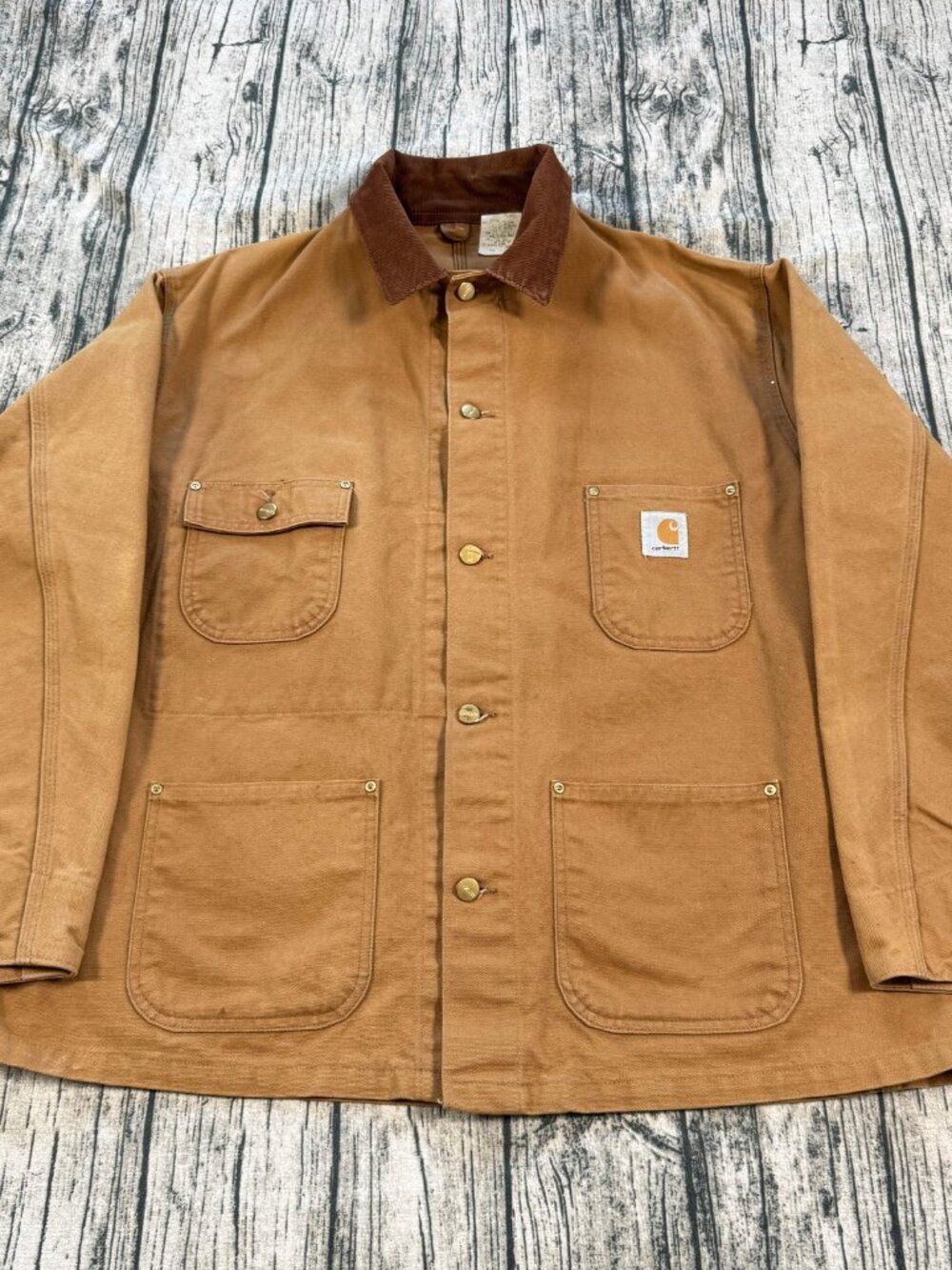 Carhartt 6C Chore Coat Men's 50 Brown Duck Made in USA Vintage Unlined